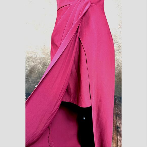 Jenny Packham V-Neck Crepe Column Gown - Burgundy - size 4 - Picture 10 of 16